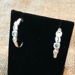 Silpada .925 Sterling Silver CZ Gemstone Magnifique Artisan Hoop Post Earrings